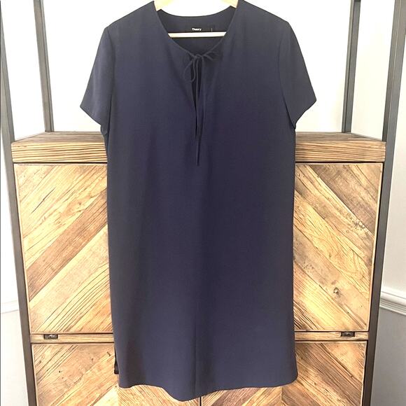 Theory Navy Short Sleeve Mini Dress Sz 8 - Picture 1 of 5